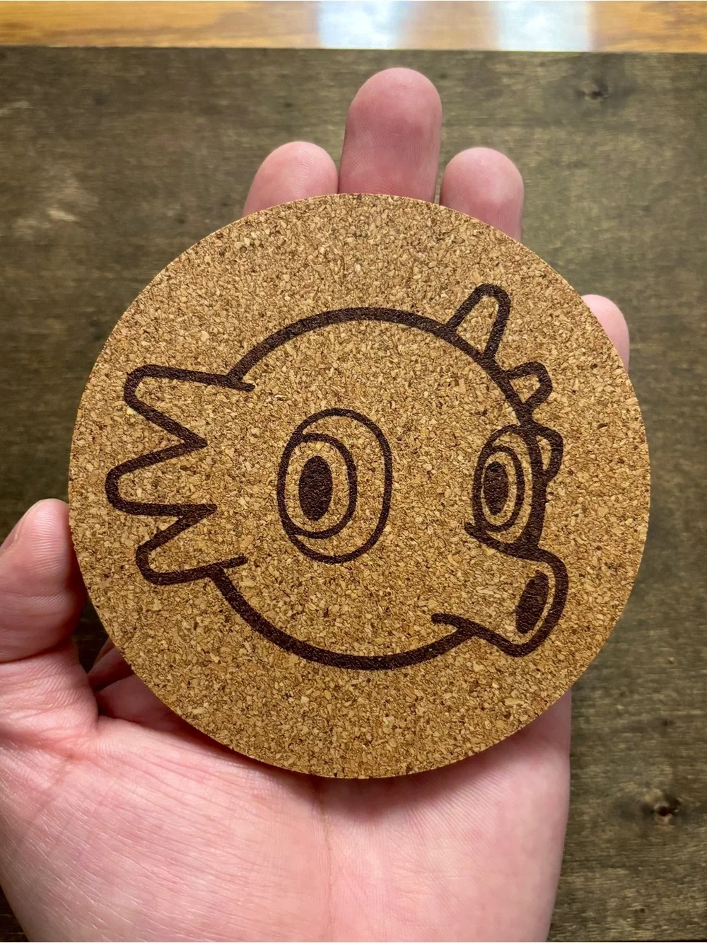 Pokemon Horsea Face Laser Engraved Cork Coaster